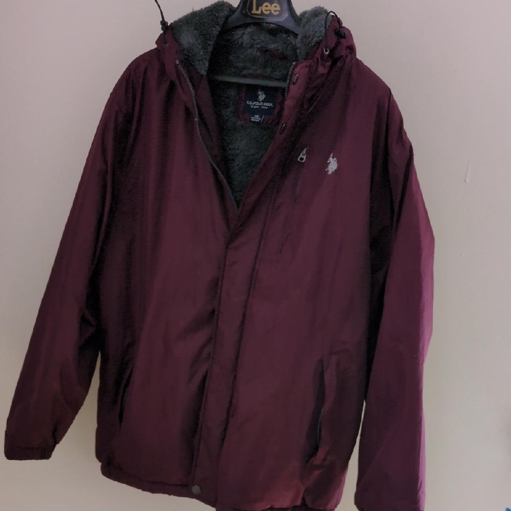 Womens US Polo Maroon Warm Coat